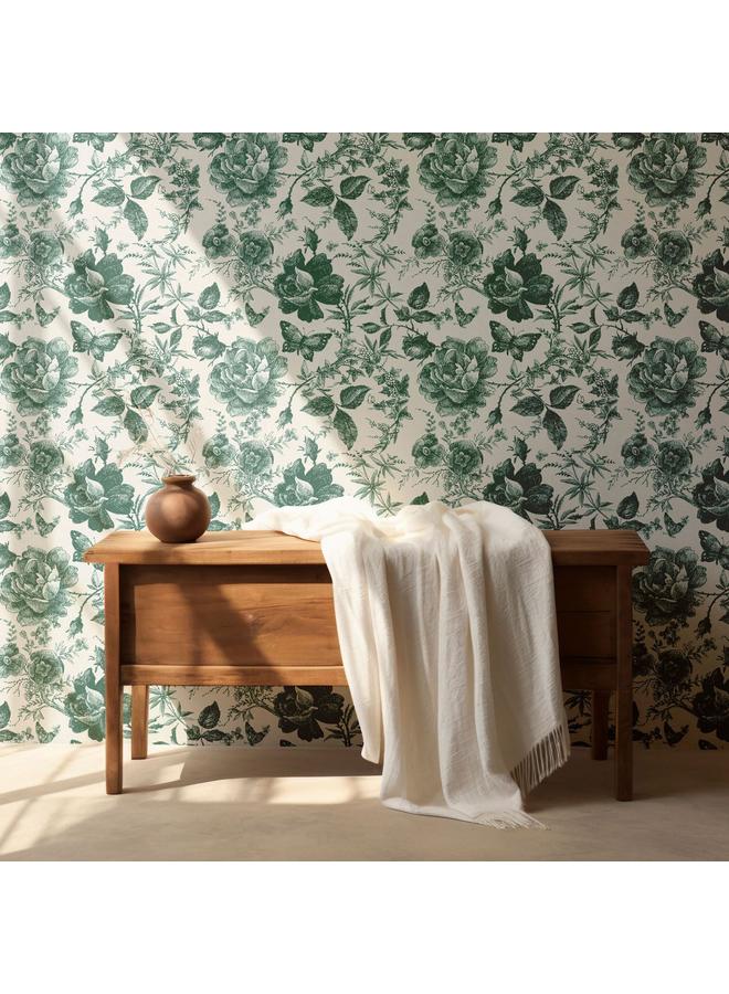 Bluejw Multi-element Flower Butterfly Black Green Self-adhesive Wallpaper Foreign Trade Hot-selling Wallpaper Removable Transformation Mural - Image 5