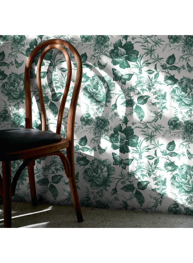 Bluejw Multi-element Flower Butterfly Black Green Self-adhesive Wallpaper Foreign Trade Hot-selling Wallpaper Removable Transformation Mural - Image 4