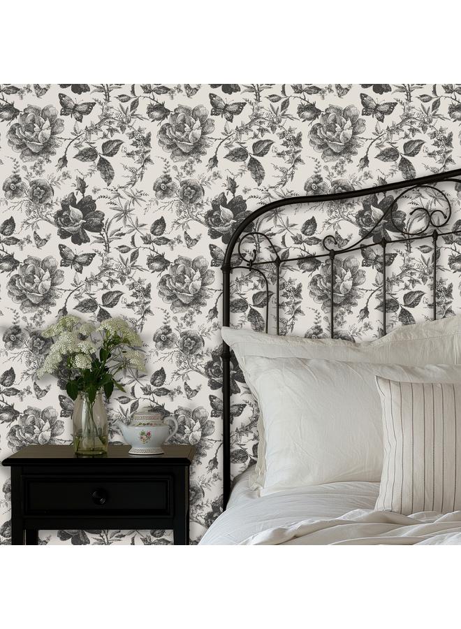 Bluejw Multi-element Flower Butterfly Black Green Self-adhesive Wallpaper Foreign Trade Hot-selling Wallpaper Removable Transformation Mural - Image 2
