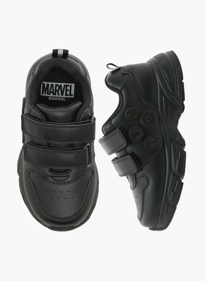 مارفل Boys Textured School Shoes with Hook and Loop Closure