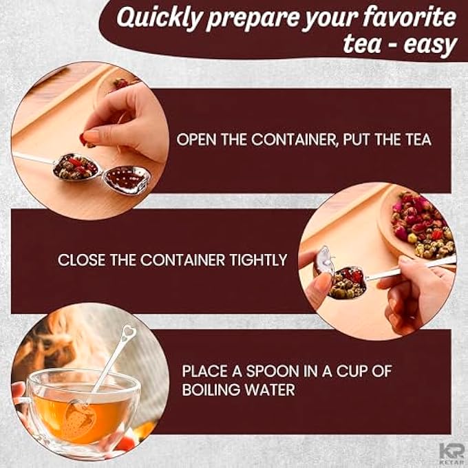 Bukela Tea Strainers For Loose Spoon 10Pcs Heart Tea Steeper Filter Fine Mesh Strainer Stainless Steel Diffuser Infuser Spoon Loose Steeper Infuser For Leaf Strainer - Image 5
