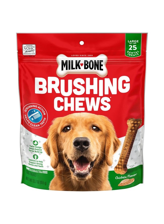 MILK-BONE Original Brushing Chews 25 Large Daily Dental Dog Treats Scrubbing Action Helps Clean Teeth - Image 1