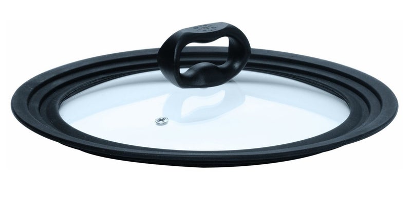 Ecolution Universal Lid for Pots and Pans Fits 6Inch to 8Inch Cookware Tempered Glass Replacement Lid with Heat Resistant Silicone Edge Dishwasher Safe Made without BPA Small Black