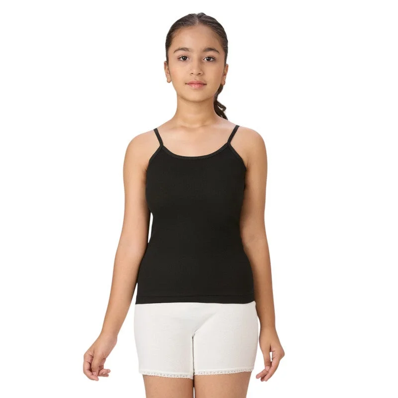 BYC GIRLS 100% COMBED COTTON SKIN FRIENDLY CAMISOLE VEST  - BLACK