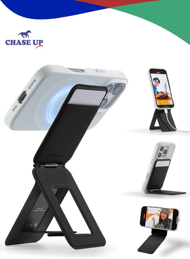 Chase Up iPhone Wallet Tripod Stand, NFC-Supported Phone Wallet, Pocket-Size Selfie Stick, Vegan Leather & Adjustable Angle Card Holder, Travel Essential, Jet Black - Image 1