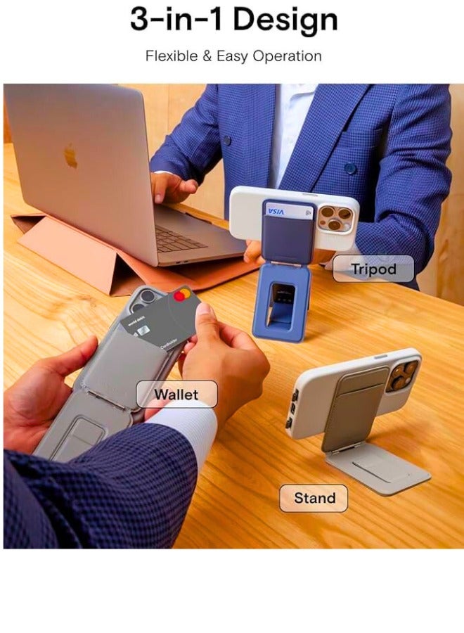 Chase Up iPhone Wallet Tripod Stand, NFC-Supported Phone Wallet, Pocket-Size Selfie Stick, Vegan Leather & Adjustable Angle Card Holder, Travel Essential, Jet Black - Image 3