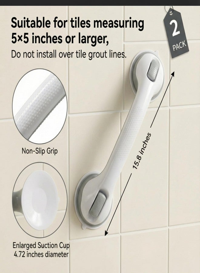 Inscool Shower Grab Bars for Seniors, Upgraded Bar with Powerful Suction, 15.8in Shower Handles for Elderly Suction, Removable Bathroom Handles for Elderly, Shower Safety Bars for Seniors on Smooth Surfaces - Image 3
