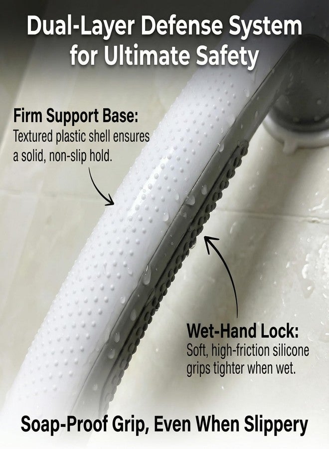 Inscool Shower Grab Bars for Seniors, Upgraded Bar with Powerful Suction, 15.8in Shower Handles for Elderly Suction, Removable Bathroom Handles for Elderly, Shower Safety Bars for Seniors on Smooth Surfaces - Image 4