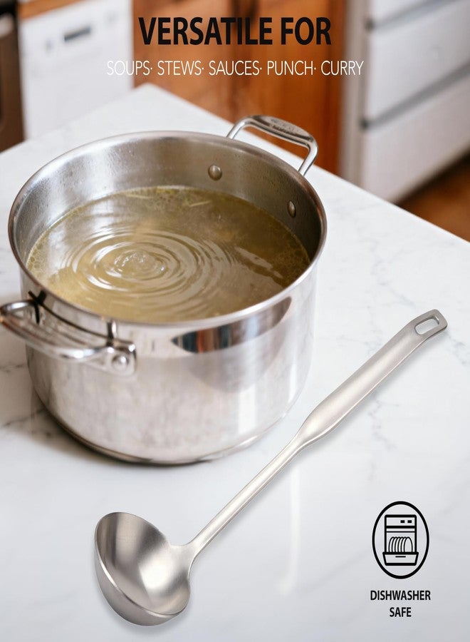 Voltology Professional Stainless Steel Soup Ladle, 10.5" Comfort Grid, Long Ergonomic Handle, Durable Kitchen Utensil for Cooking, Stirring, Serving Soups, Heavy-Duty Metal, Dishwasher Safe - Image 3