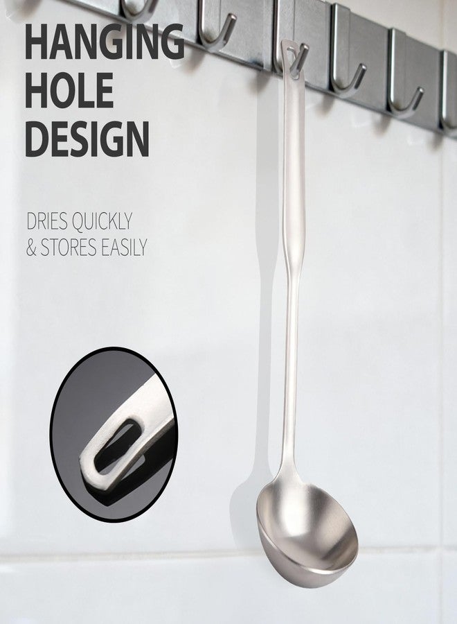 Voltology Professional Stainless Steel Soup Ladle, 10.5" Comfort Grid, Long Ergonomic Handle, Durable Kitchen Utensil for Cooking, Stirring, Serving Soups, Heavy-Duty Metal, Dishwasher Safe - Image 4
