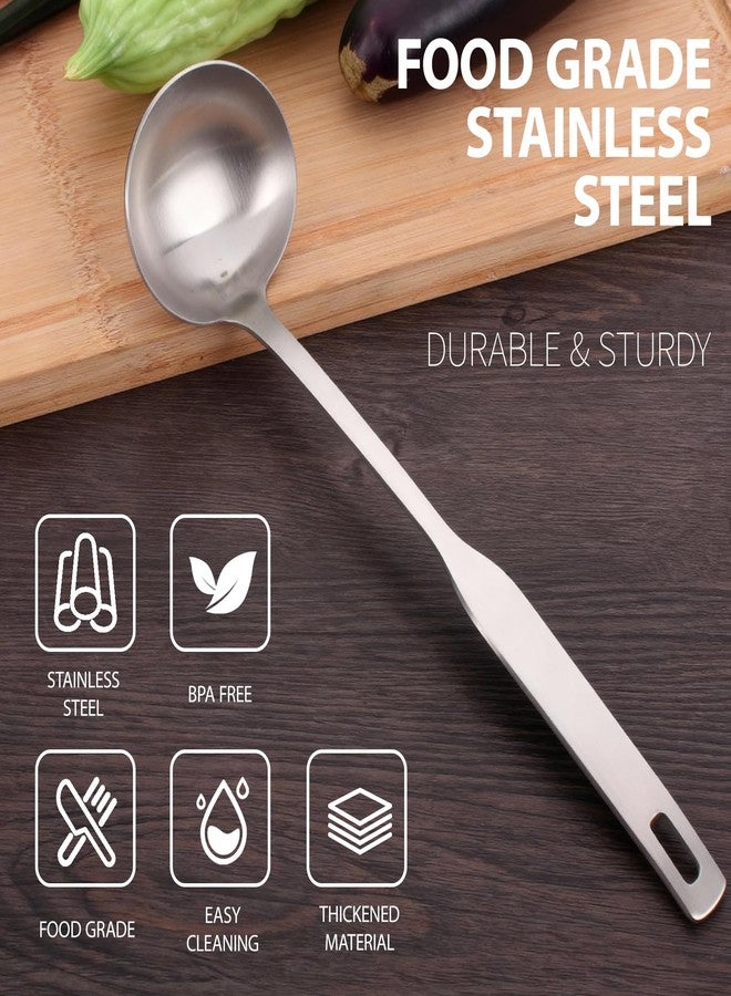 Voltology Professional Stainless Steel Soup Ladle, 10.5" Comfort Grid, Long Ergonomic Handle, Durable Kitchen Utensil for Cooking, Stirring, Serving Soups, Heavy-Duty Metal, Dishwasher Safe - Image 5