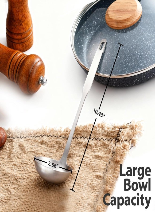 Voltology Professional Stainless Steel Soup Ladle, 10.5" Comfort Grid, Long Ergonomic Handle, Durable Kitchen Utensil for Cooking, Stirring, Serving Soups, Heavy-Duty Metal, Dishwasher Safe - Image 2