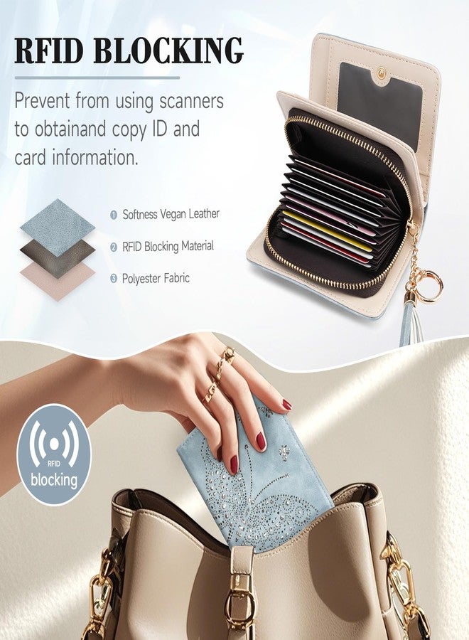 KITEVIUN محفظة نسائية من KITEVIUN، نحيفة ثنائية الطي، مزودة بتقنية RFID، وحامل بطاقات، وجيب للعملات المعدنية بسحاب، ومحفظة صغيرة الحجم وخفيفة الوزن مع نافذة لبطاقة الهوية، بتصميم أنيق وبسيط، لون أزرق، مقاس صغير، غربي - Image 5