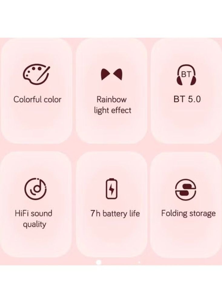 Dream Zone STN-28 Foldable Wireless Glowing Cat Headphones With Microphone - Image 3