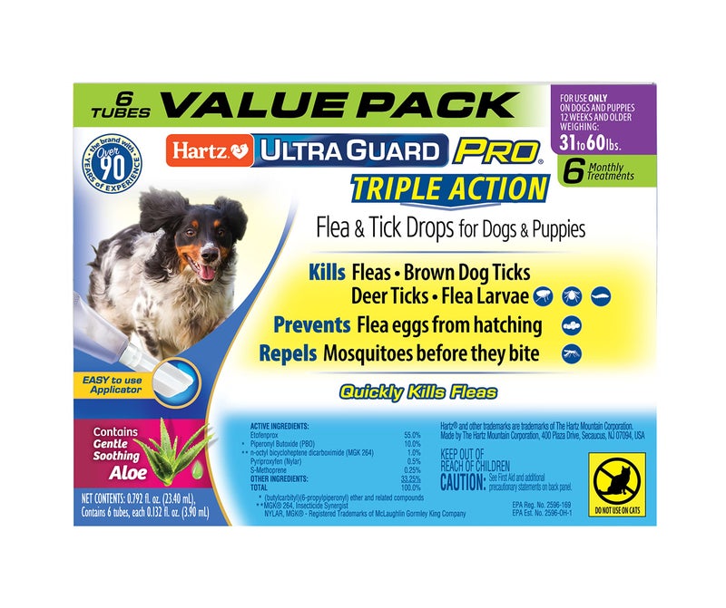 Hartz UltraGuard Pro Flea & Tick Topical Dogs & Puppies Treatment & Prevention, 6 Months, 31-60 lbs - Image 1
