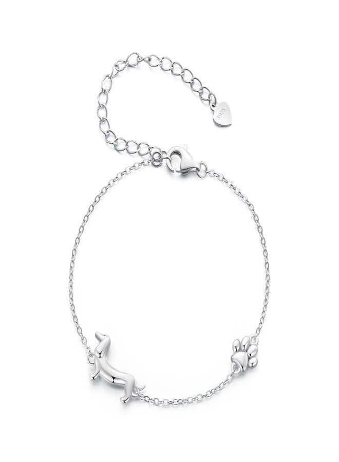 WOSTU Dog Bracelet 925 Sterling Sliver Dog Bracelet Dachshund Adjustable Bracelet for Women Dog Mom Pet Lover Gifts Jewelry - Image 1