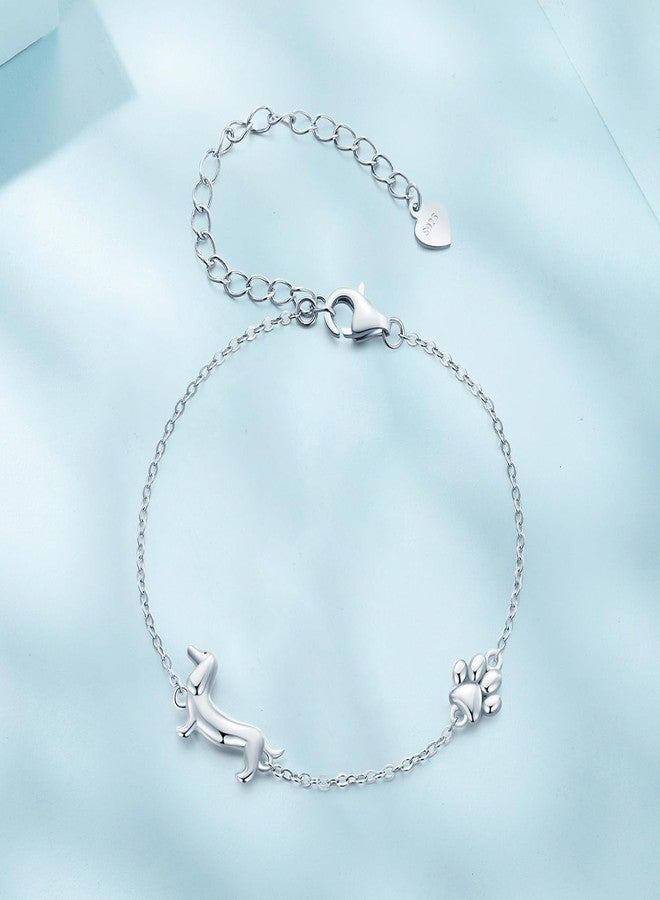 WOSTU Dog Bracelet 925 Sterling Sliver Dog Bracelet Dachshund Adjustable Bracelet for Women Dog Mom Pet Lover Gifts Jewelry - Image 4