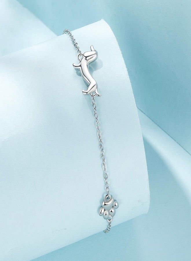 WOSTU Dog Bracelet 925 Sterling Sliver Dog Bracelet Dachshund Adjustable Bracelet for Women Dog Mom Pet Lover Gifts Jewelry - Image 3