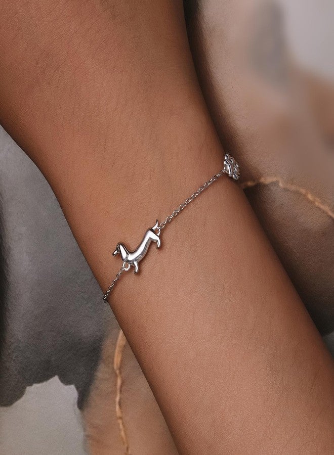 WOSTU Dog Bracelet 925 Sterling Sliver Dog Bracelet Dachshund Adjustable Bracelet for Women Dog Mom Pet Lover Gifts Jewelry - Image 2
