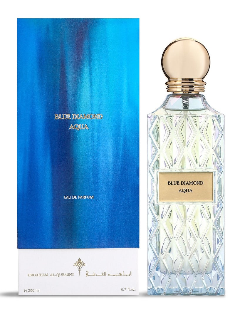 IBRAHEEM AL.QURASHI Ibraheem Al Qurashi Blue Diamond Aqua Eau de Parfum – 200ml | Fresh Aquatic & Woody Fragrance | Long-Lasting Scent with Musk & Incense  - Image 1