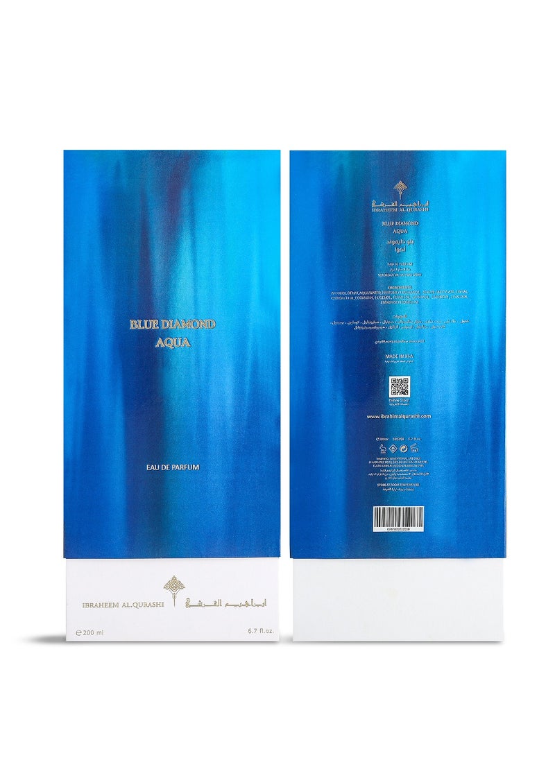 IBRAHEEM AL.QURASHI Ibraheem Al Qurashi Blue Diamond Aqua Eau de Parfum – 200ml | Fresh Aquatic & Woody Fragrance | Long-Lasting Scent with Musk & Incense  - Image 4