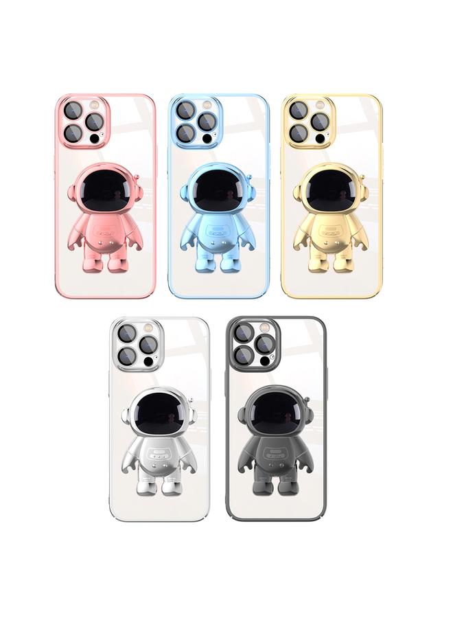 S-TOP Case For iPhone 14 Pro Max Electroplating PC Astronaut Holder Phone Case with Lens Film - Image 2