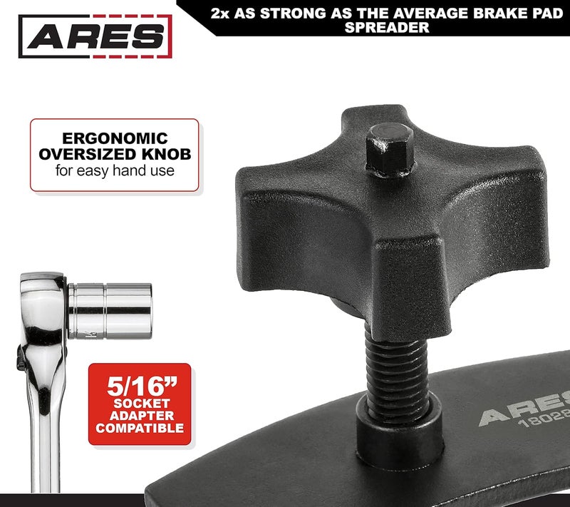 ARES 18028 - Heavy Duty Brake Pad Spreader - Built-in Comfort Tightening Knob - Heavy-Duty Steel Construction - Solid Steel Swivel Joint for Precise and Even Compression - Image 3