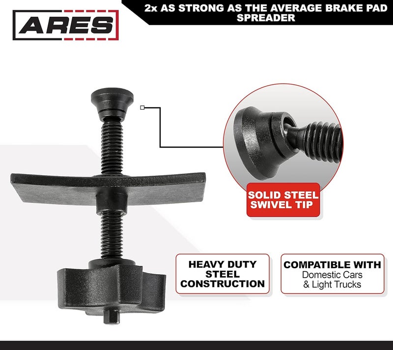ARES 18028 - Heavy Duty Brake Pad Spreader - Built-in Comfort Tightening Knob - Heavy-Duty Steel Construction - Solid Steel Swivel Joint for Precise and Even Compression - Image 2