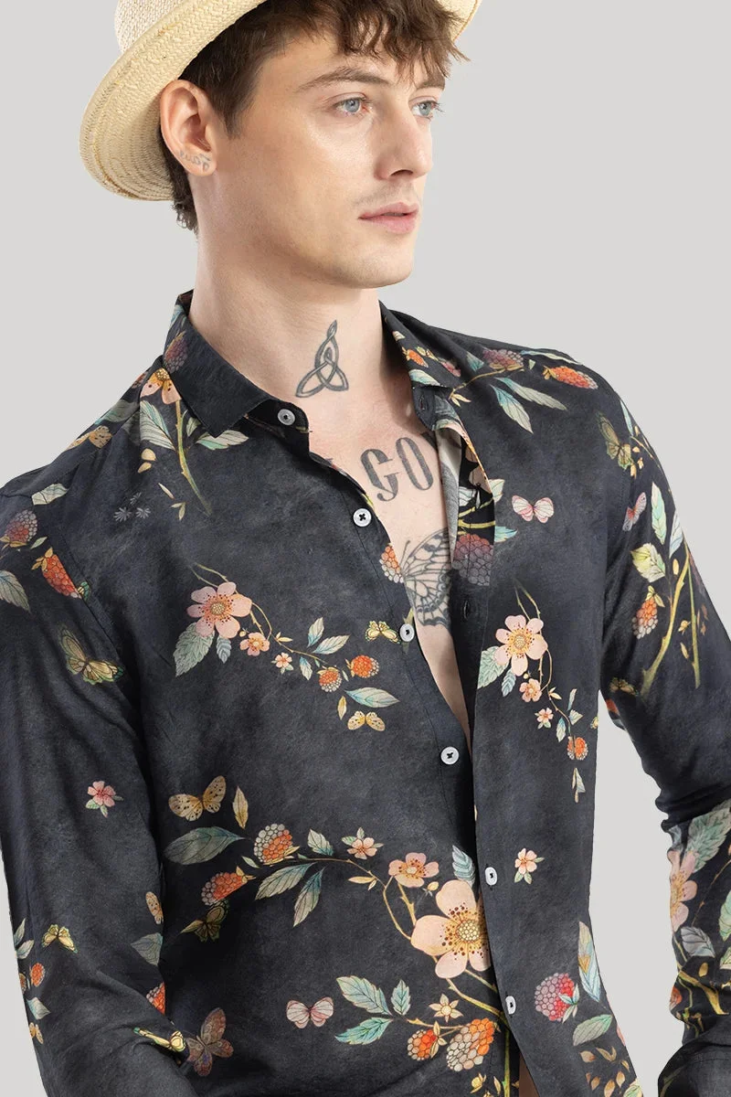 SNITCH Axel Black Floral Shirts