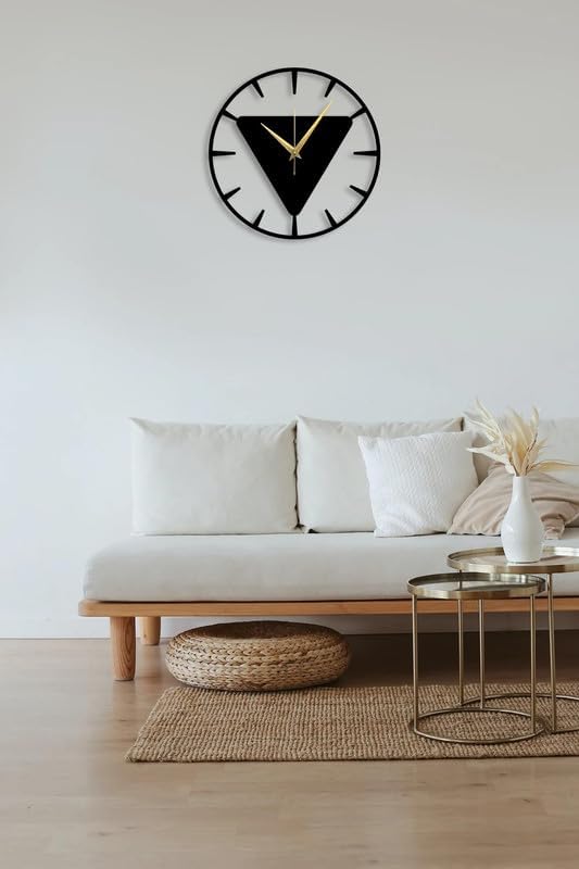 Dcloud Antique Triangle Metal Wall Clock 155 Inch Designer Stylish Clock for Living Room Bedroom Office Kitchen Home and Hall Antique Big Size Modern Wall Watch for Home Decor Black - Image 4