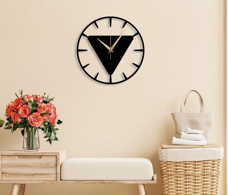 Dcloud Antique Triangle Metal Wall Clock 155 Inch Designer Stylish Clock for Living Room Bedroom Office Kitchen Home and Hall Antique Big Size Modern Wall Watch for Home Decor Black - Image 3
