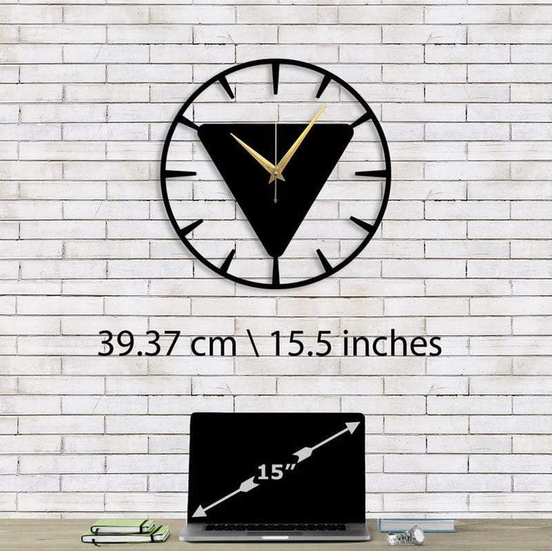 Dcloud Antique Triangle Metal Wall Clock 155 Inch Designer Stylish Clock for Living Room Bedroom Office Kitchen Home and Hall Antique Big Size Modern Wall Watch for Home Decor Black - Image 5