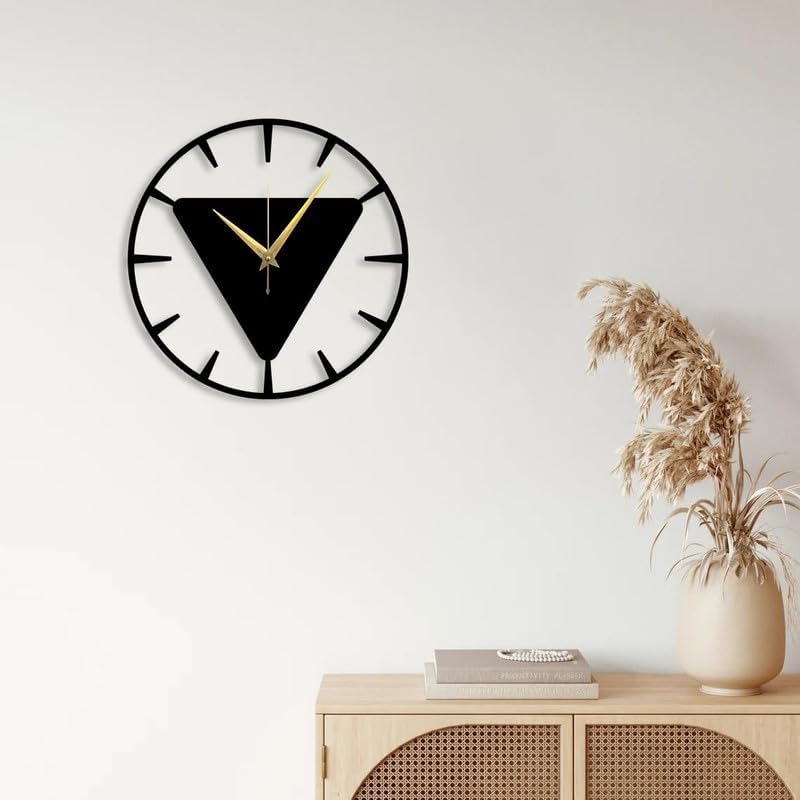 Dcloud Antique Triangle Metal Wall Clock 155 Inch Designer Stylish Clock for Living Room Bedroom Office Kitchen Home and Hall Antique Big Size Modern Wall Watch for Home Decor Black - Image 2
