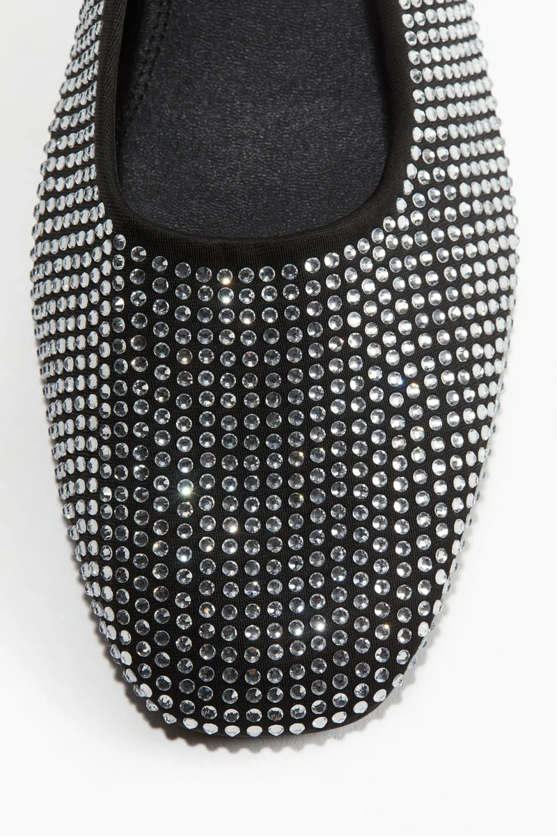 اتش اند ام Rhinestone-Embellished Ballet Pumps