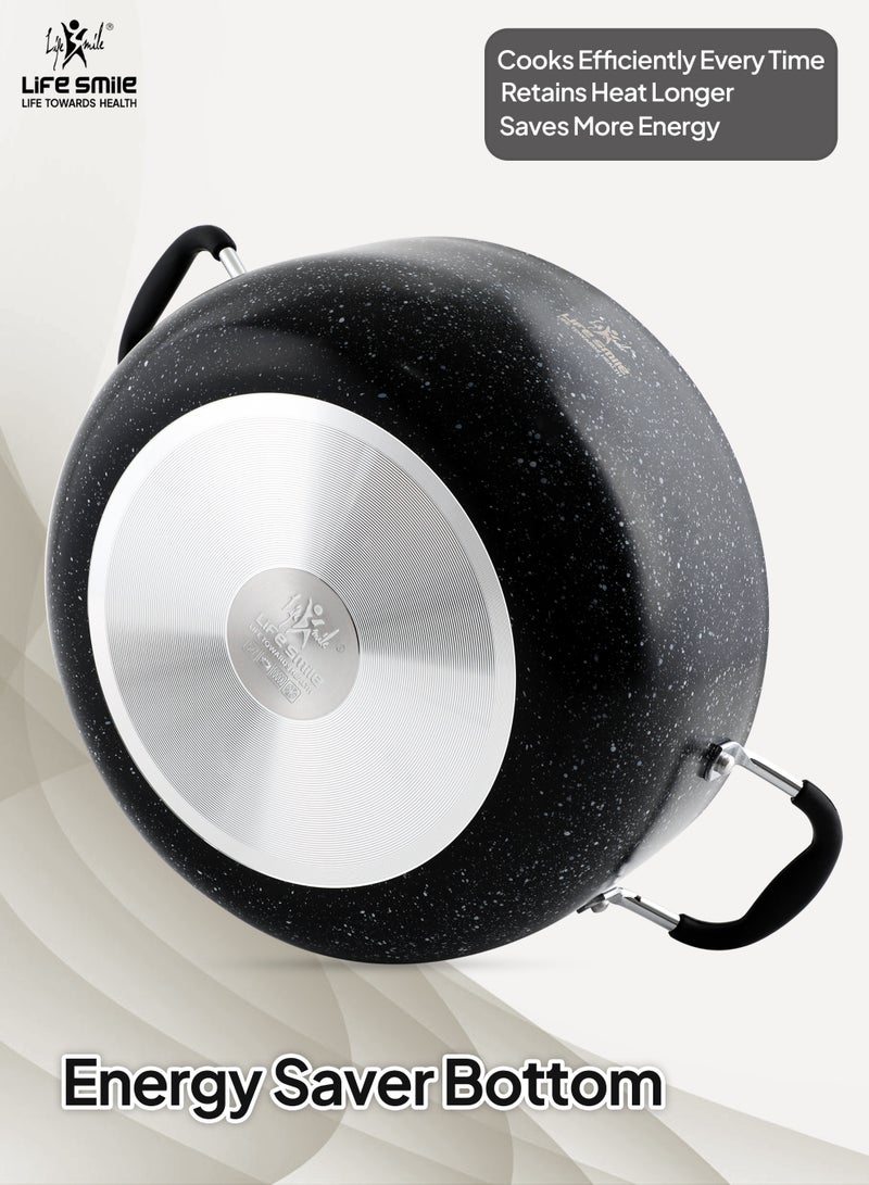 Life Smile Granite Non-Stick Soup Pot-3.8L with Glass Lid-Large Cooking Pot with Heat Resistant Handles-Multi-Layer Granite Non stick Cookwares - Image 2