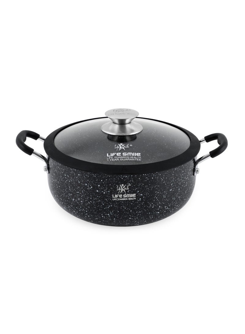 Life Smile Granite Non-Stick Soup Pot-3.8L with Glass Lid-Large Cooking Pot with Heat Resistant Handles-Multi-Layer Granite Non stick Cookwares - Image 1