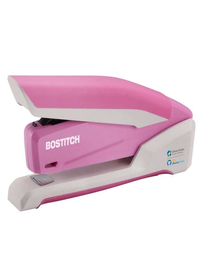 بيبر برو دباسة مكتبية Bostitch Office InPower تعمل بنابض، سعة 20 ورقة، تدبيس بإصبع واحد، تتضمن 210 دبوسًا، لا تنحشر، تفتح للتثبيت، لون وردي للتوعية بسرطان الثدي - Image 1