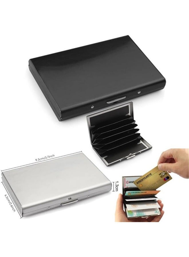 حامل بطاقة الائتمان المعدنية ، محفظة بطاقة الائتمان الصغيرة RFID حظر حالة معدنية رقيقة للنساء الرجال (الفضة) - Image 3