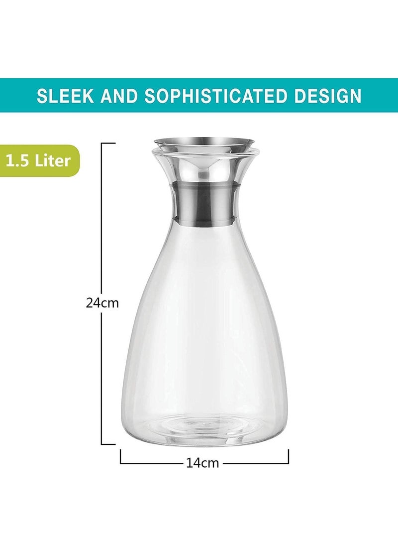 AUTOYSUR 37/54 Oz Glass Drip-free Carafe with Stainless Steel Flip-top Lid, Hot and Cold Glass Water Pitcher, Tea/Coffee Maker, Iced Tea, Beverage Pitcher As Well As for Decanting,Serving Wine (1600 ml / 54oz)  - Image 4