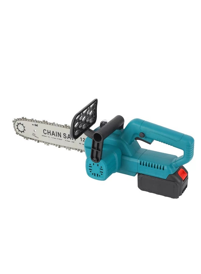 WINSEE Wireless electric brushless chainsaw, 12 inches in length, equipped with 2 batteries, chain, 1 guide plate and charger. It is an electric chainsaw suitable for wood cutting and pruning branches. - Image 1