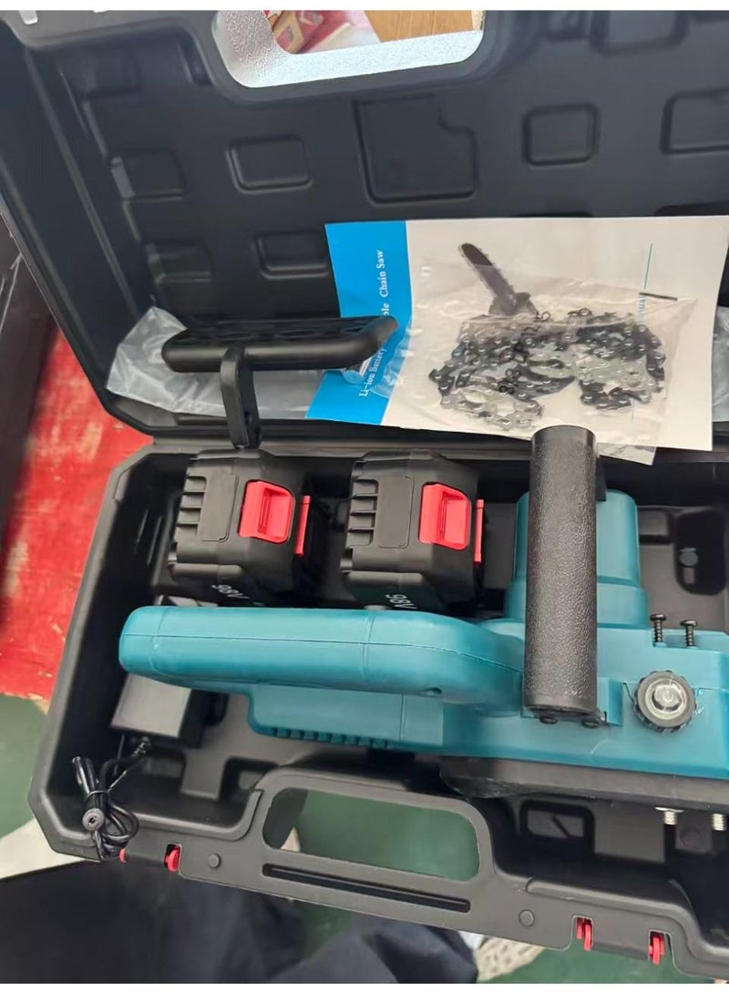WINSEE Wireless electric brushless chainsaw, 12 inches in length, equipped with 2 batteries, chain, 1 guide plate and charger. It is an electric chainsaw suitable for wood cutting and pruning branches. - Image 5