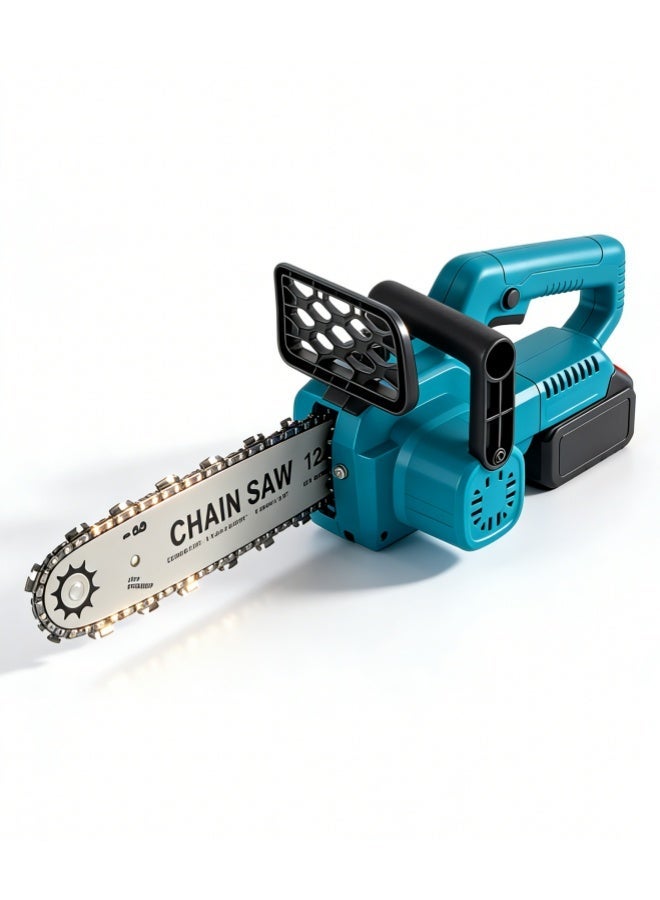 WINSEE Wireless electric brushless chainsaw, 12 inches in length, equipped with 2 batteries, chain, 1 guide plate and charger. It is an electric chainsaw suitable for wood cutting and pruning branches. - Image 4