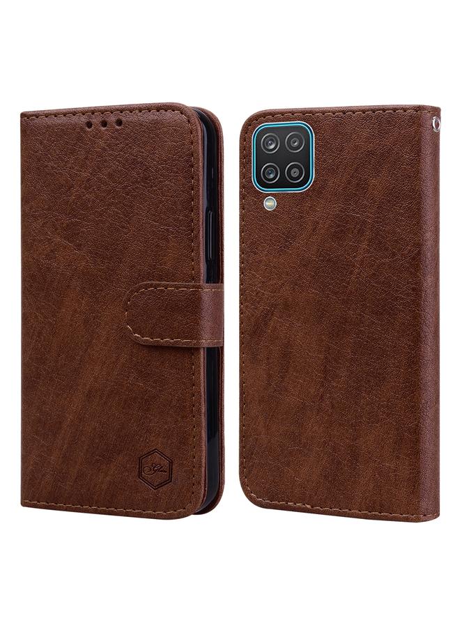 اس-توب جراب لهاتف Samsung Galaxy A12 5G مصنوع من الجلد الزيتي وملمس جلد البولي يوريثان + جراب هاتف TPU - Image 1