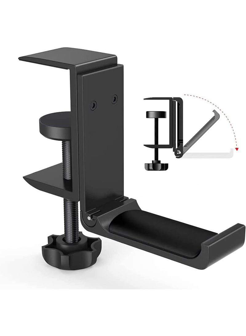 Uwals Headphone Holder, Under Desk Headphone Stand Foldable Gaming Headset Hanger Mount Universal Metal Earphone Holder Hook - Image 1