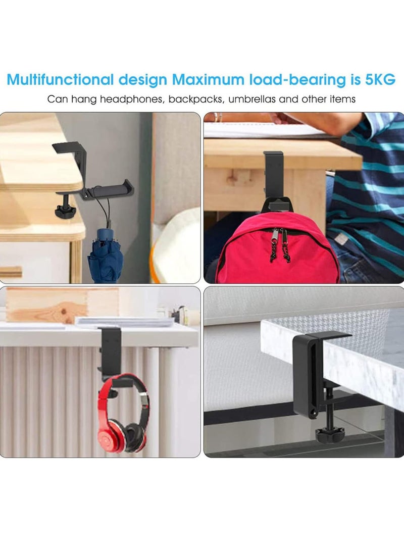 Uwals Headphone Holder, Under Desk Headphone Stand Foldable Gaming Headset Hanger Mount Universal Metal Earphone Holder Hook - Image 4