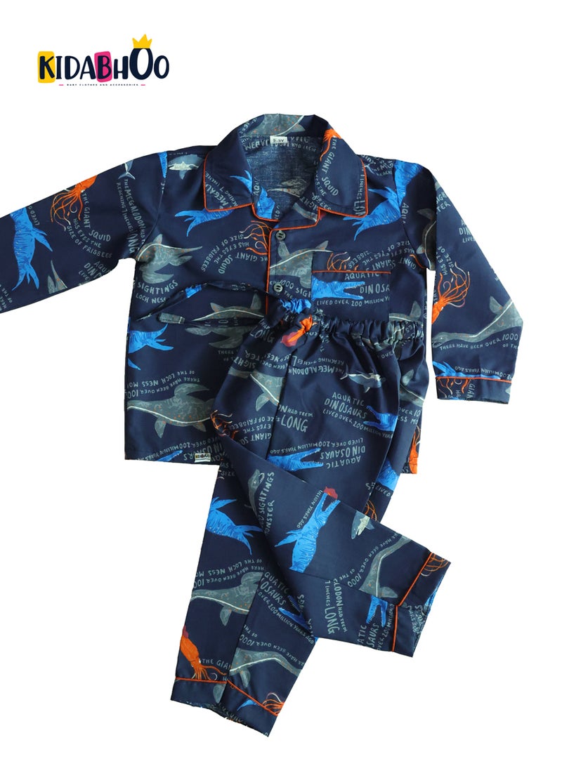 كيدابهو طقم بيجامات للأطفال - مغامرة السلحفاة والتمساح - قطعتان - Image 1