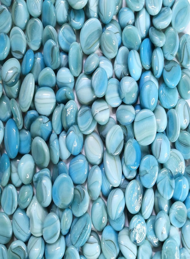 DS1 Glass Pebbles Decorative Glass Stones for Aquariums, Fish Tank, Fireplace, Vase Filler, Plants Pot, Garden, Lawn, Table Decor for Indoor and Outdoor Home Décor (SkyBlue Milky, 500 Gm) - Image 1