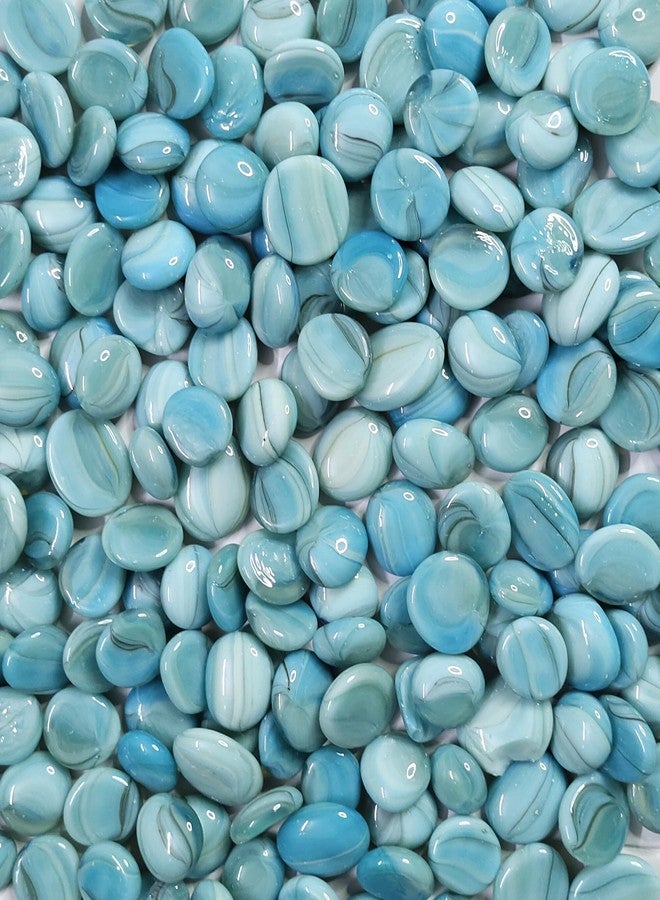 DS1 Glass Pebbles Decorative Glass Stones for Aquariums, Fish Tank, Fireplace, Vase Filler, Plants Pot, Garden, Lawn, Table Decor for Indoor and Outdoor Home Décor (SkyBlue Milky, 500 Gm) - Image 2