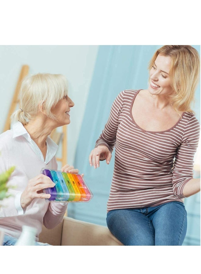 NIBEMINENT Weekly Pill Organizer 3 Times A Day, Portable Travel Pill Box 7 Day with Large Compartments, Portable Travel Pill Case for Vitamins, Medicine, Fish Oils, Supplements (Transparent shell, Color Box) - Image 4