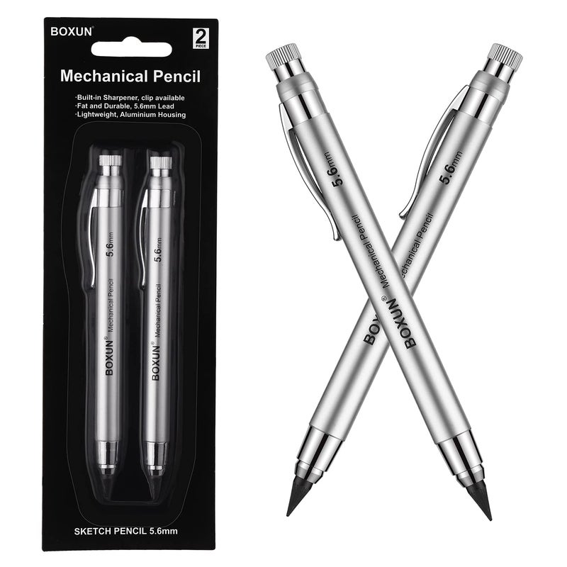 BOXUN 5.6 MM Lead Holder, Clutch Pencils for Draft Drawing, Shading, Crafting, Art Sketching, Wood Working, Pack of 2 Pieces - Image 1